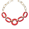 Collier Bois Rouge &amp; Maillons Dorés