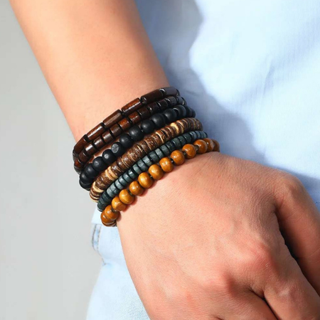 Bracelets en Bois Naturel – Lot Bohème