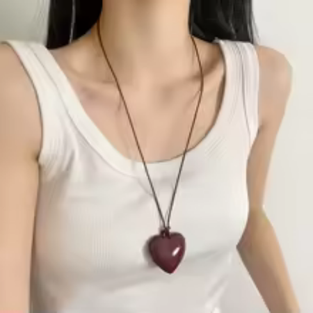 Collier Cœur Rouge en Céramique