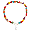 Collier Multicolore & Perle Blanche