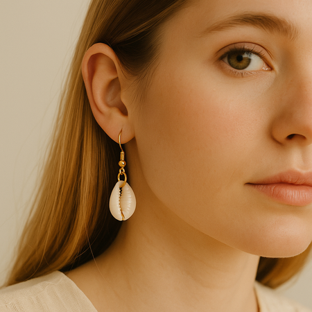 Boucles d’Oreilles Coquillage Cauris – Style Bohème Été & Vacances